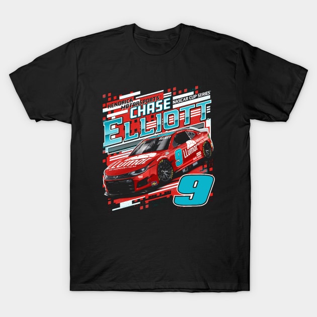 Chase Elliott Black LLumar Car T-Shirt by ganisfarhan